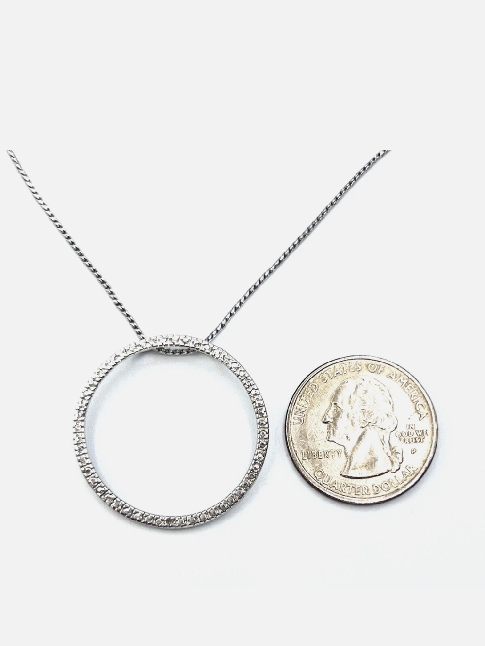 925 sterling silver pave eternity circle pendant 18" necklace - Picture 16 of 16